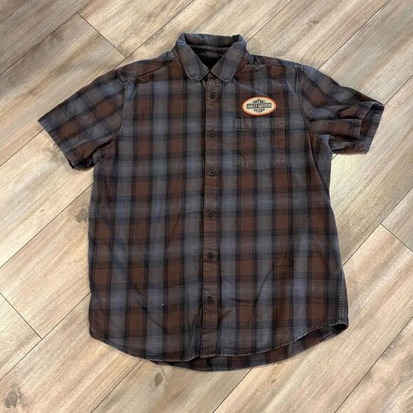 Harley‎ Davidson Brown Casual Buttonup Men XL - Picture 1 of 6
